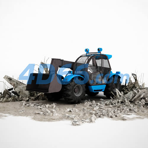 铲车挖掘机施工设备C4D模型