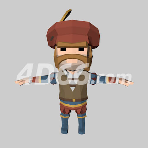 lowpoly风格低多边形人物c4d模型