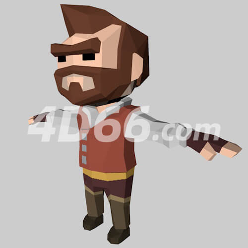 lowpoly风格低多边形人物c4d模型