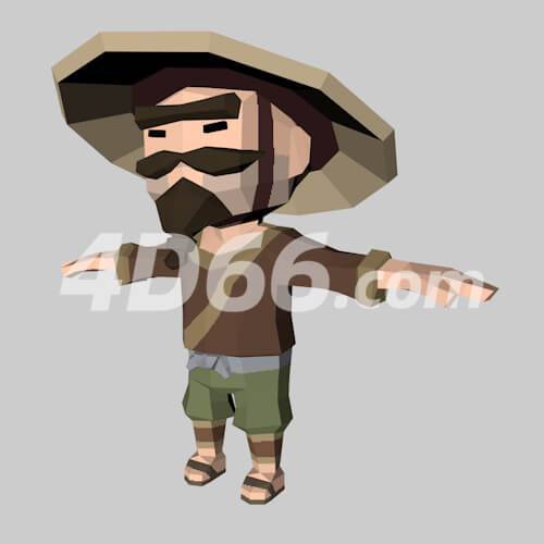 lowpoly风格低多边形人物c4d模型