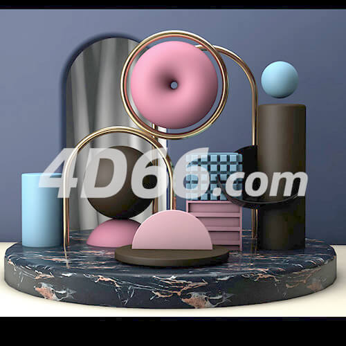 家居装饰模型美妆化妆品背景促销3D空间场景C4D工程源文件素材