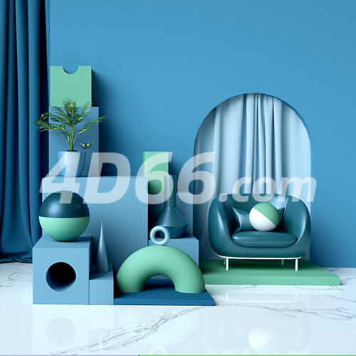 家居装饰模型美妆化妆品背景促销3D空间场景C4D工程源文件素材