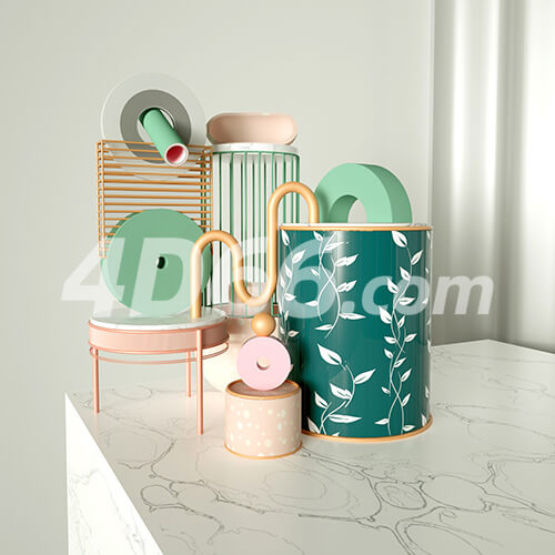 家居装饰模型美妆化妆品背景促销3D空间场景C4D工程源文件素材