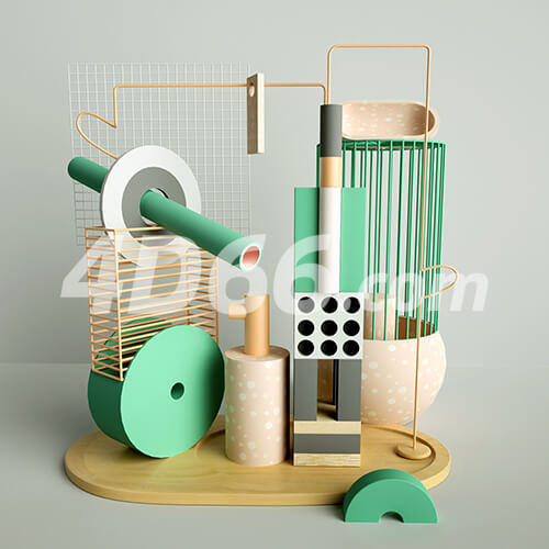 家居装饰模型美妆化妆品背景促销3D空间场景C4D工程源文件素材