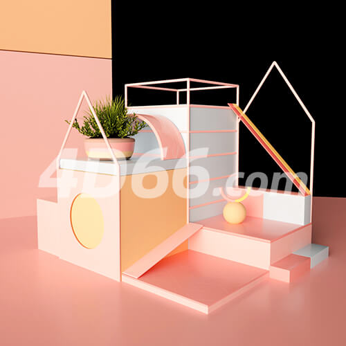 家居装饰模型美妆化妆品背景促销3D空间场景C4D工程源文件素材