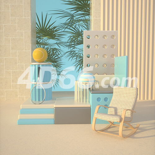 家居装饰模型美妆化妆品背景促销3D空间场景C4D工程源文件素材