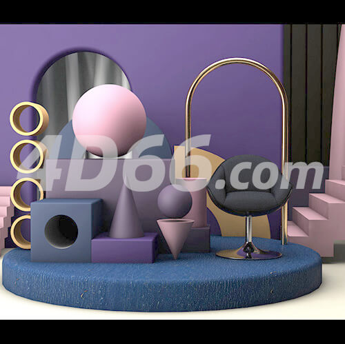 家居装饰模型美妆化妆品背景促销C4D场景模型
