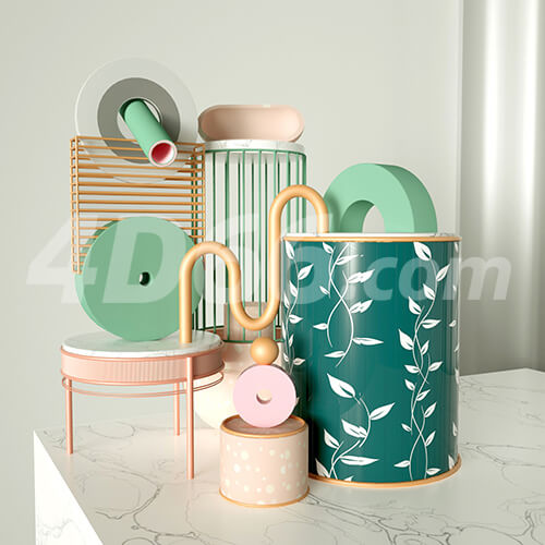 家居装饰模型美妆化妆品背景促销C4D场景模型