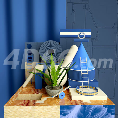 家居装饰模型美妆化妆品背景促销C4D场景模型