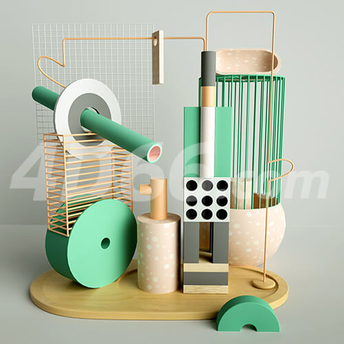 家居装饰模型美妆化妆品背景促销C4D场景模型