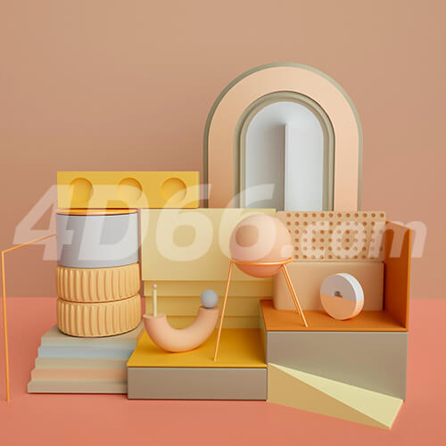 家居装饰模型美妆化妆品背景促销C4D场景模型