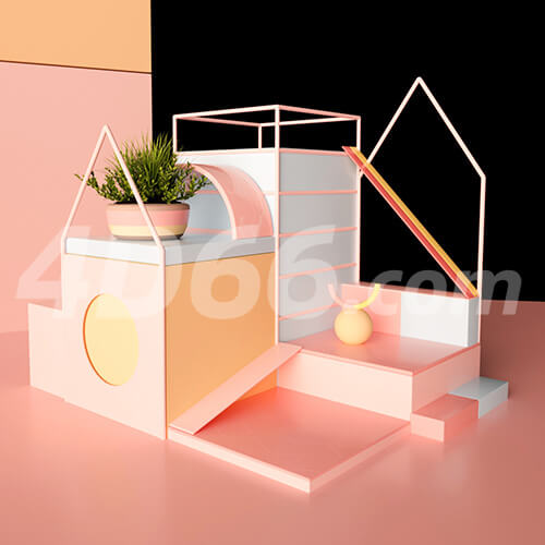 家居装饰模型美妆化妆品背景促销C4D场景模型