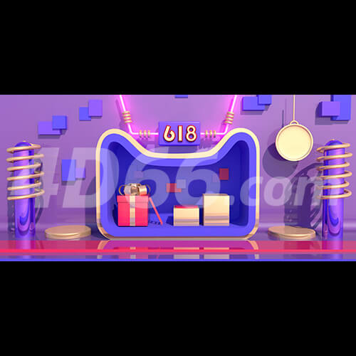  C4D618促销电商背景banner模型 