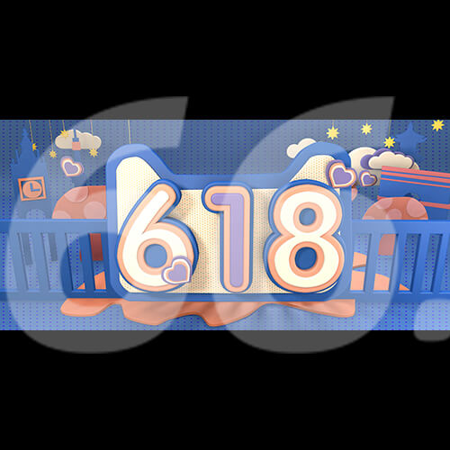  C4D剪纸风618大促bnner背景模型 