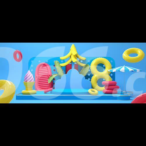 C4D夏日618促销背景模型