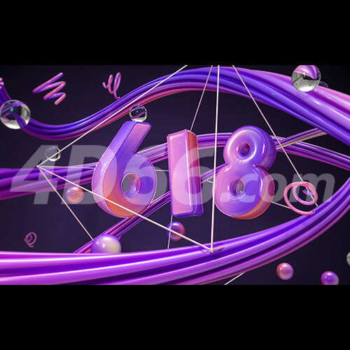  618活动海报 618立体文字模型 