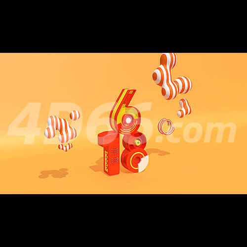  电商618立体字模型 