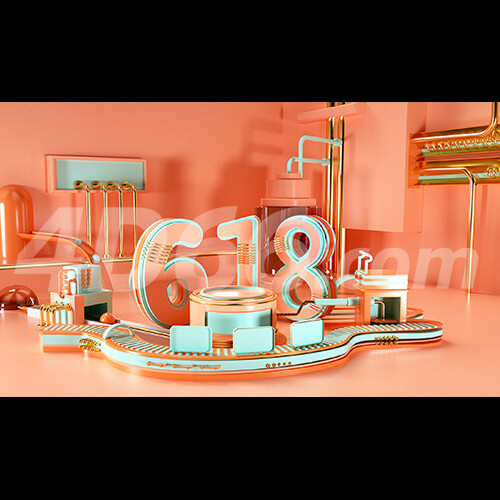  618大促海报背景模型 