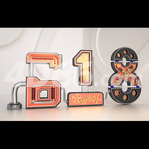  618立体字场景 海报背景模型 