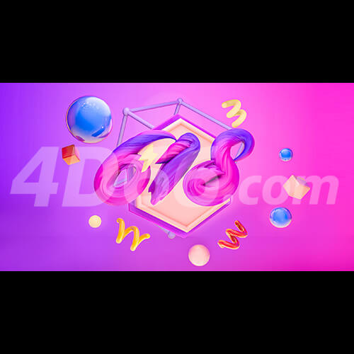  618艺术字背景模型 