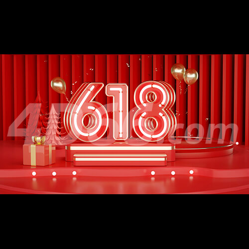  618年中大促C4D展台模型 