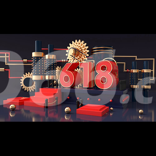  C4D蓝金618大促质感时尚背景模型 