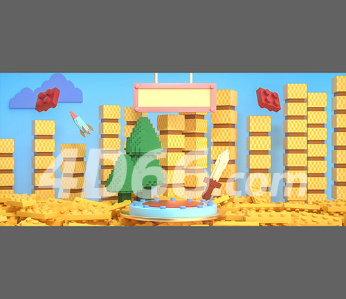 创意电商场景C4D模型