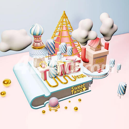 卡通书c4d场景模型