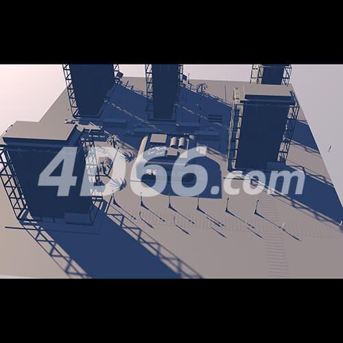 折纸建筑白模c4d场景模型