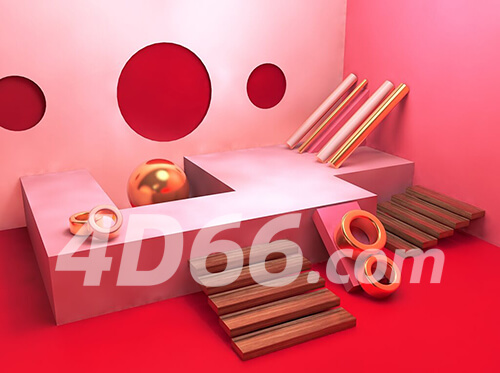 c4d电商模型双十一618活动促销场景简约元素模型几何模型