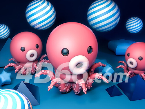 c4d电商模型双十一618活动促销场景简约元素模型几何模型