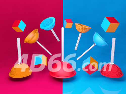 c4d电商模型双十一618活动促销场景简约元素模型几何模型