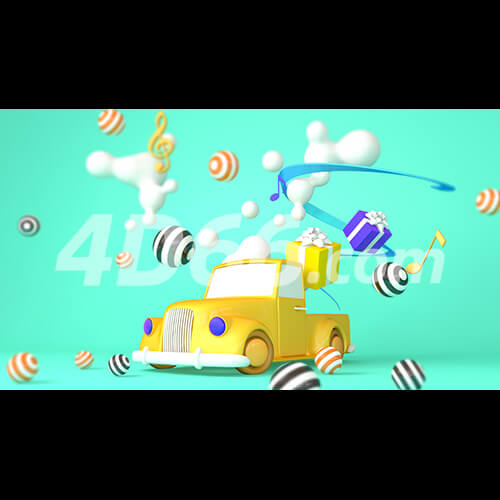 C4D卡通汽车模型