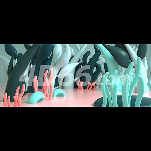 手绘风景插画场景C4D模型OC渲染