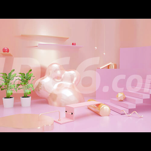 电商立体几何场景C4D模型工程