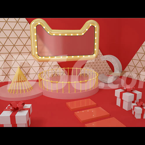 电商立体几何场景C4D模型工程