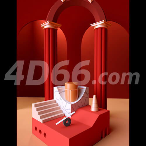 电商立体几何场景C4D模型工程