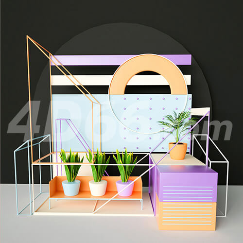 电商立体几何场景C4D模型工程