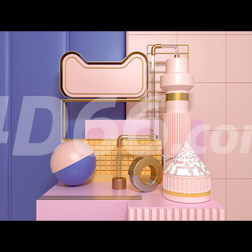 电商立体几何场景C4D模型工程