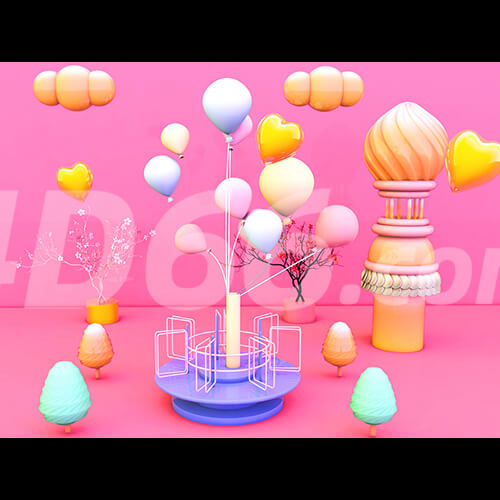 电商立体几何场景C4D模型工程