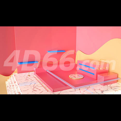 电商立体几何场景C4D模型工程