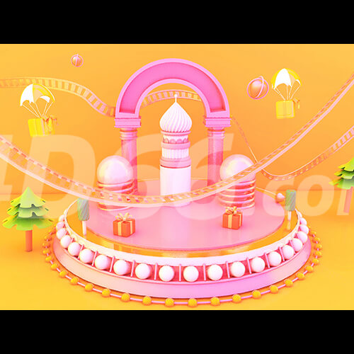 电商立体几何场景C4D模型工程