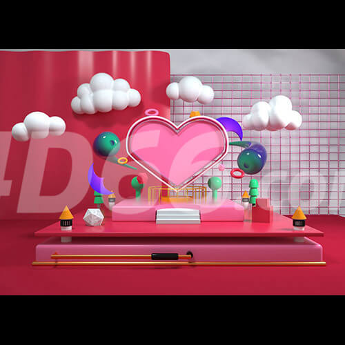 电商立体几何场景C4D模型工程