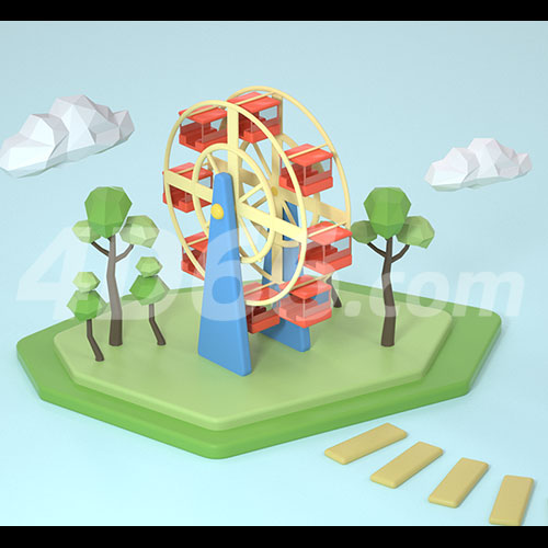 电商立体几何场景C4D模型工程