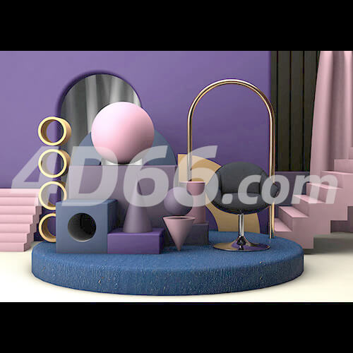 电商立体几何场景C4D模型工程