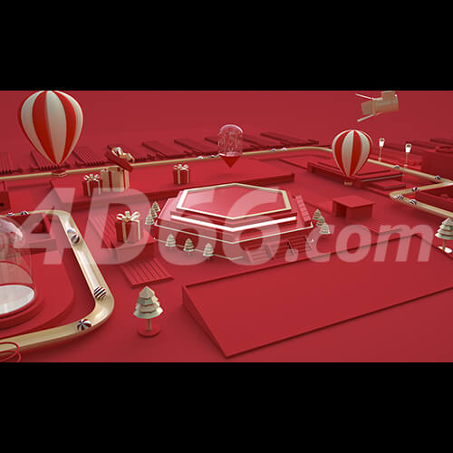 电商立体几何场景C4D模型工程