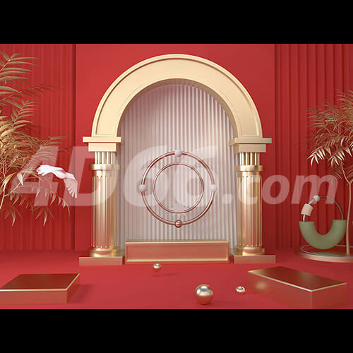 电商立体几何场景C4D模型工程