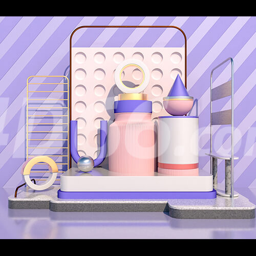 电商立体几何场景C4D模型工程