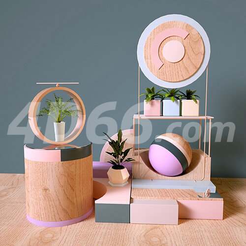 电商立体几何场景C4D模型工程