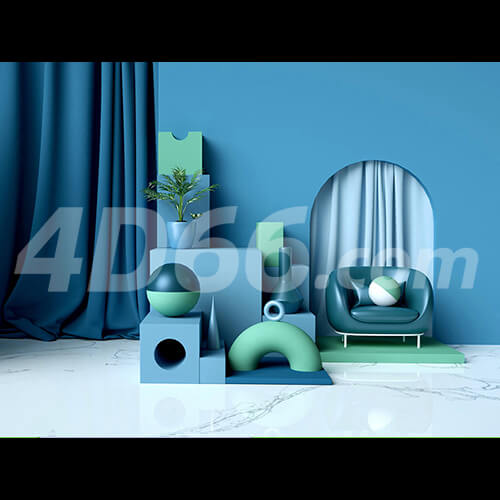 电商立体几何场景C4D模型工程